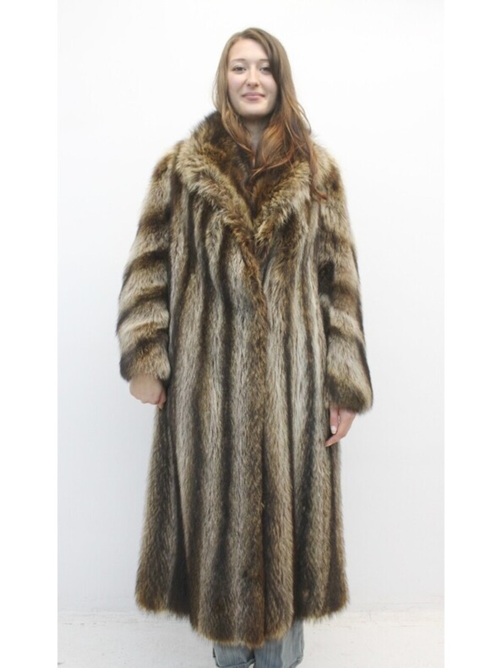 EXCELLENT CANADIAN RACCOON FUR COAT  JACKET WOMEN WOMAN SIZE 6 SMALL